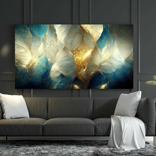 Интерьерная картина на натуральном холсте - Абстракция. Золотой свет, 50 х 75 см.