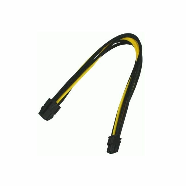 Удлинитель Nanoxia 6-pin PCI-E, 30 см, индивидуальная оплетка, черный/желтый
