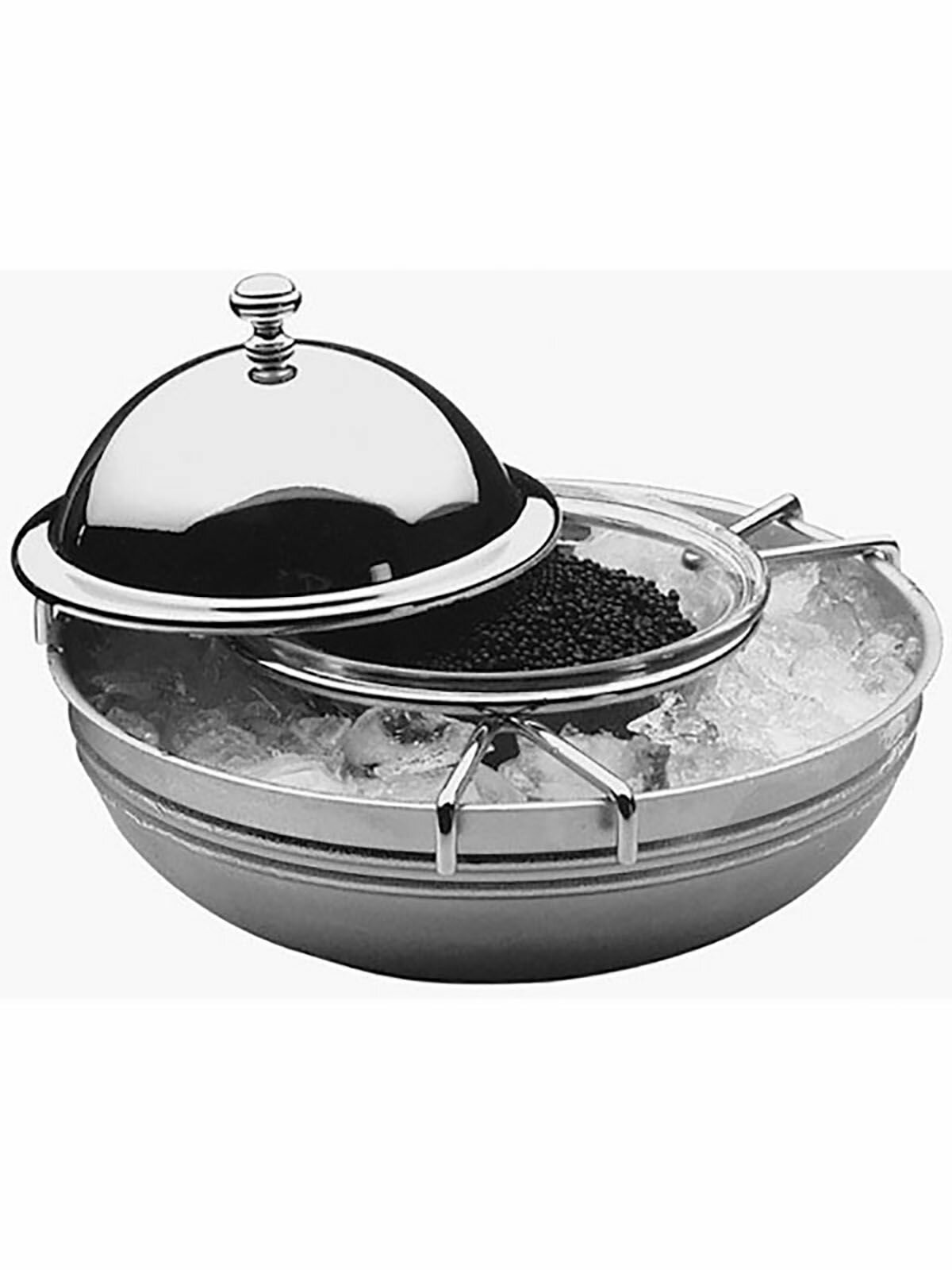 Икорница с крышкой APS с емкостью для льда, металлическая