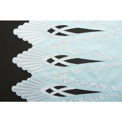 Ткань Вышивка ришелье (perfori) хлопком на сатине голубого цвета, кайма, ш140см, 0,5 м
