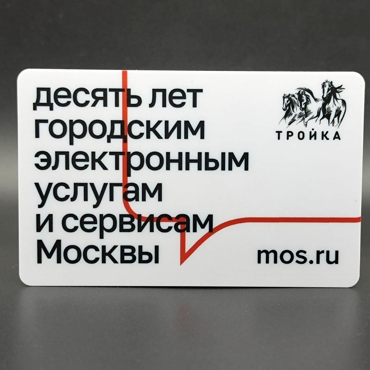 Транспортная карта метро Тройка - 10 лет городским электронным услугам и сервисам Москвы. Госуслуги 2021 (белая)