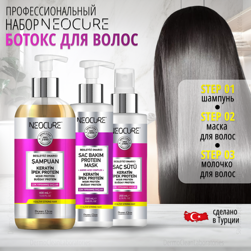 Набор Neocure Keratin ботокс для волос (шампунь + маска + молочко)