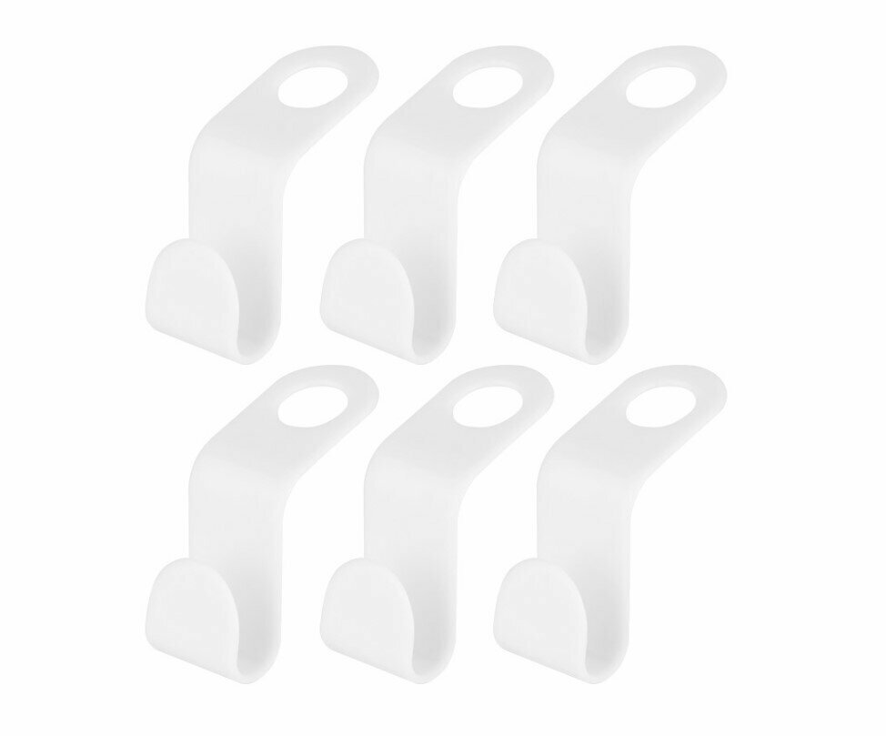 фото Крючки для вешалки, 6 штук, цвет белый