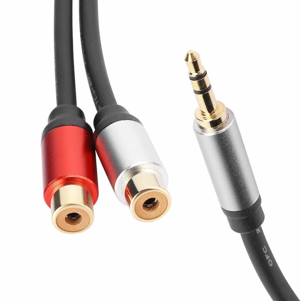 Кабель- адаптер AUX jack 3.5 стерео (M) 2RCA (F) Premium 0.3 метра