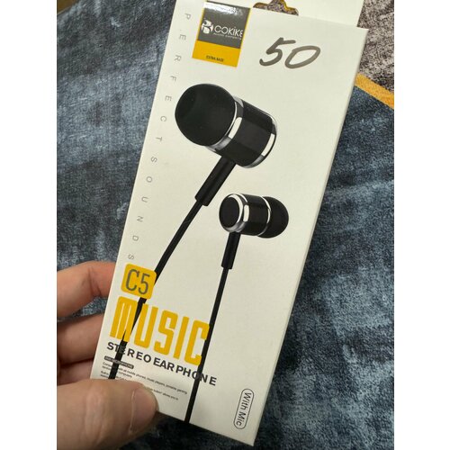 Проводные наушники капельки с микрофоном Cokike C5 95 Дцб 130см 16 Ом разъем 35мм для старых телефонов магнитолы радио MP3-плеера VR-очк 588₽