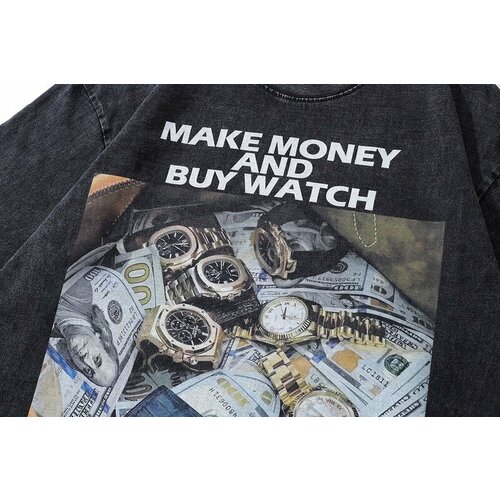 moore rob money know more make more give more Футболка Мужская футболка чёрная оверсайз с принтом Make Money More and More, размер L, хаки, черный