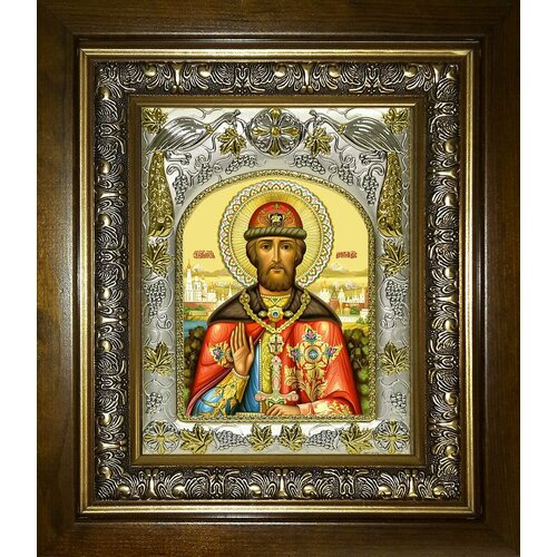 Икона Димитрий Донской благоверный князь благоверный князь димитрий донской икона в белом киоте 14 5 16 5 см