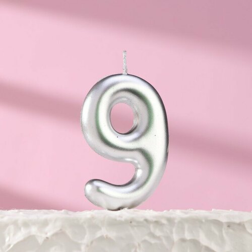SUI Свеча в торт Европейская цифра 9 6 см серебро 269₽