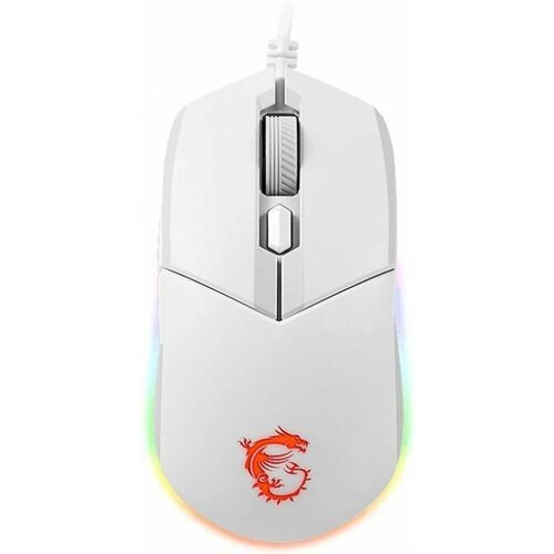 Мышь проводная Gaming Mouse MSI Clutch GM11, Wired, DPI 5000, symmetrical design, RGB lighting, White (S12-0401970-CLA) fashion hard storage box carrying case for microsoft optical red shark io1 1 gaming mouse wired reissue cs cf fn team edition