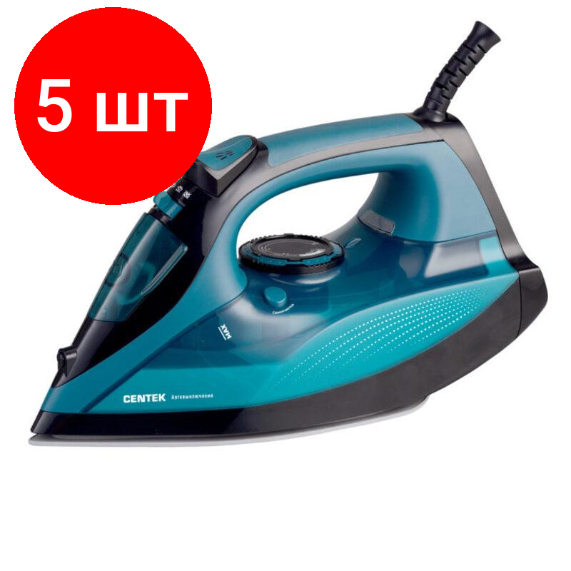 Комплект 5 штук, Утюг Centek CT-2317 BLUE (синий) 2800 Вт, керам. подошва, пар. удар