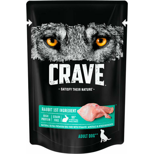 Crave 19857 пауч для собак Кролик в желе 85г crave консервы для собак crave dog adult lamb пауч 85 гр 24 шт