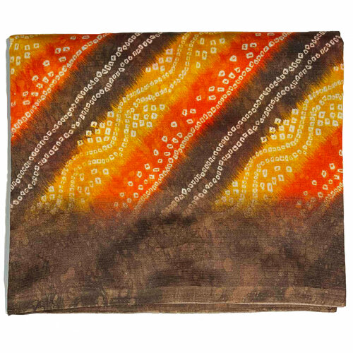 Сари ISHITA HOUSE, Kareena, с печатным принтом бандхани, цвет коричневый (Size: Onesize, с отрезом для блузы), 1 шт.