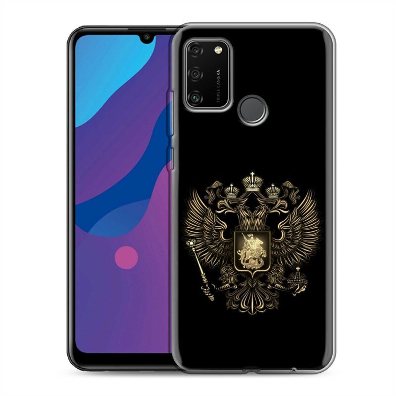Дизайнерский силиконовый чехол для Huawei Honor 9A Флаг и герб России
