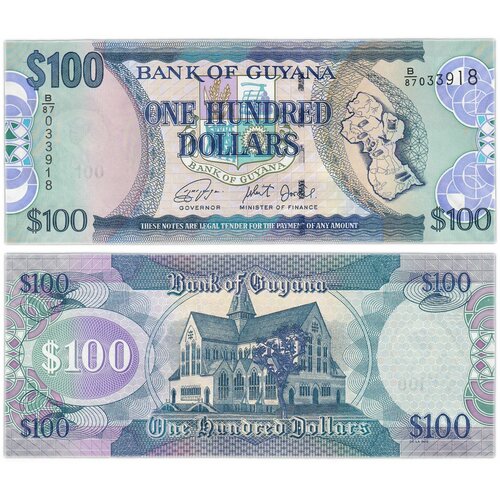 Банкнота Гайана 100 долларов 2019 года UNC