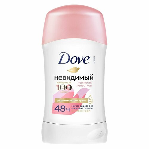 Женский дезодорант антиперспирант стик Dove Невидимый Нежность лепестков 40 мл dove антиперспирант спрей женский невидимый нежность лепестков 150 мл 3 шт