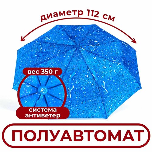 Зонт RAINDROPS, голубой, синий