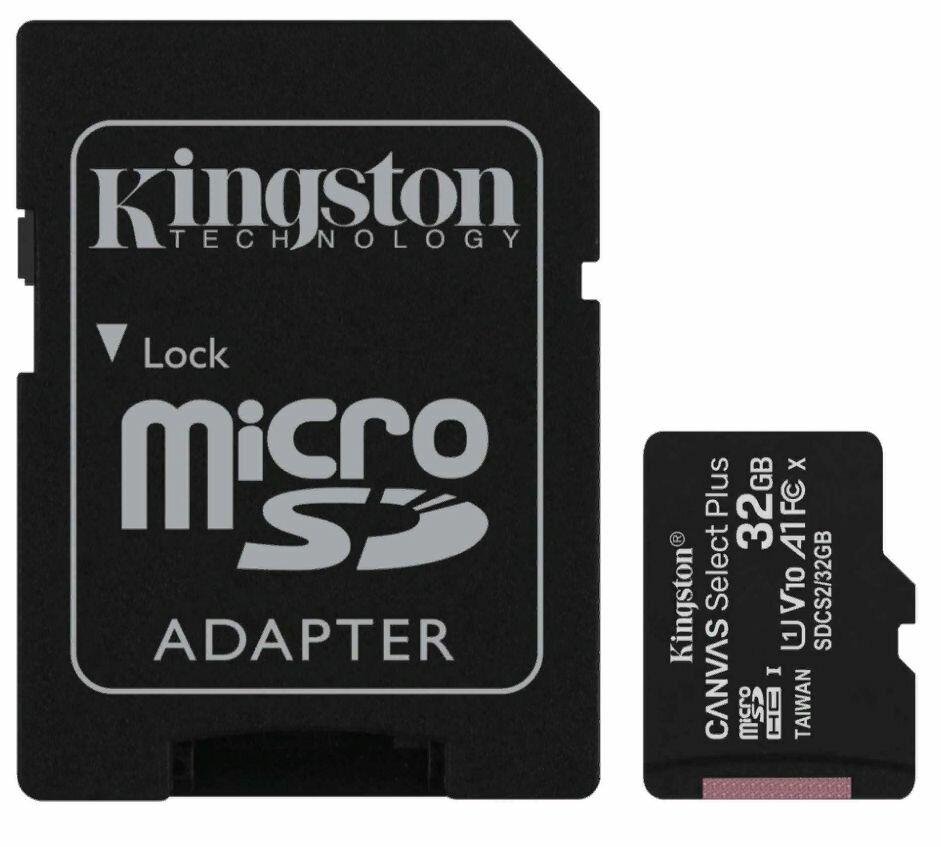 Карта памяти Kingston microSDHC Canvas Select Plus Class 10 UHS-I U1 (100MB/s) 32GB + ADP