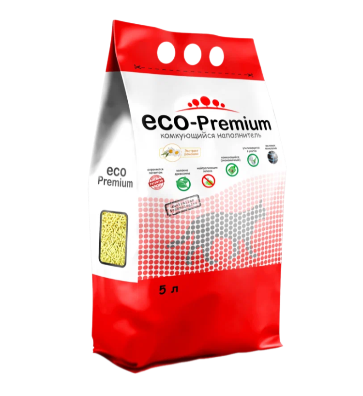 Наполнитель ECO Premium Ромашка комкующийся древесный 1.9кг/5л