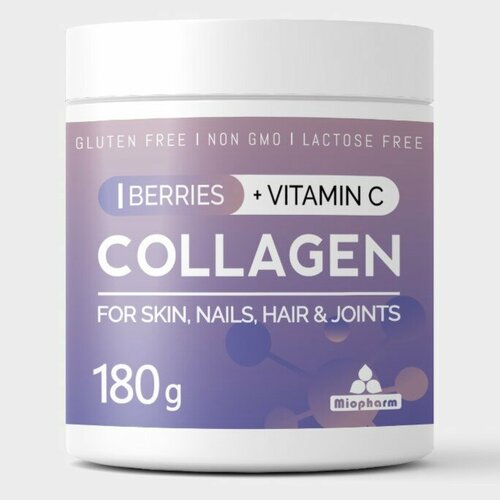 Коллаген порошок с витамином С со вкусом Ягодный микс. Collagen vitamin c, коллаген для суставов и связок, для волос, питьевой 30 порций, 180г