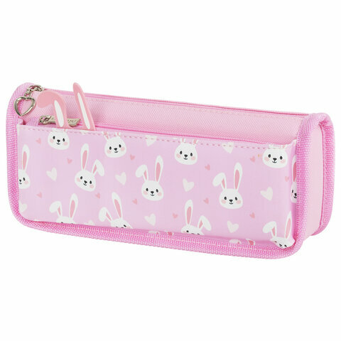 фото Пенал мягкий юнландия, 2 отделения, полиэстер, Bunnies, розовый, 21х9х6 см, 272346