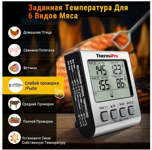 Кухонный цифровой термометр с щупом ThermoPro TP17