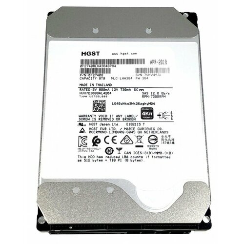 Жесткий диск HGST HUH721008AL4204 8Tb 7200 SAS 3,5 HDD