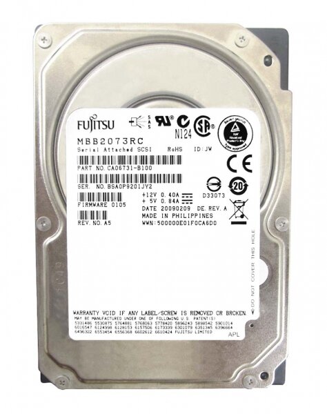 Жесткий диск Fujitsu MBB2073RC 73Gb 10000 SAS 2,5" HDD