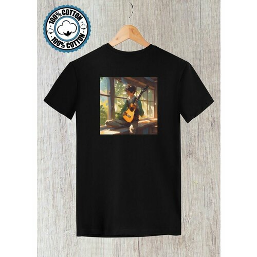 Футболка мальчик с гитарой, размер XL, черный женская футболка забавный гриб с гитарой mushroom xl черный