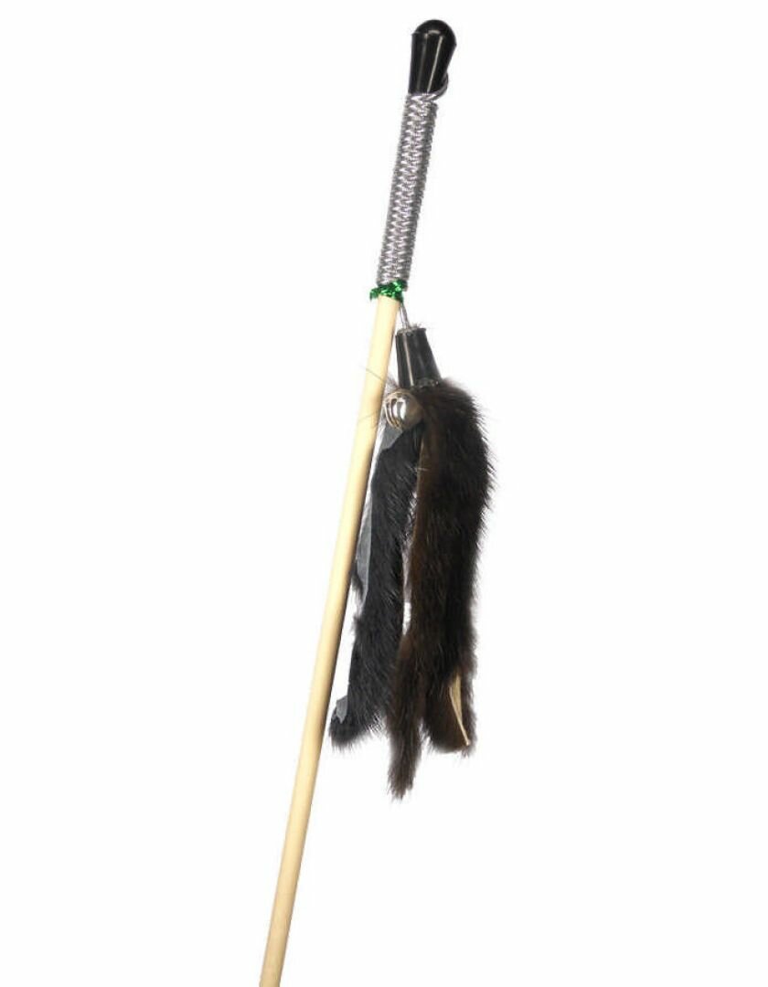 Игрушка для кошек GoSi Дразнилка Мышиные хвосты на веревке, натуральная норка