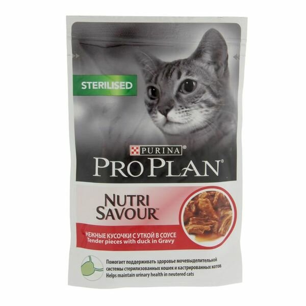 Влажный корм PRO PLAN для стерилизованных кошек, утка в соусе, пауч, 85 г Pro Plan 1801204 .