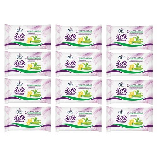 Ola Влажные салфетки очищающие Silk Sense антибактериальные 15 шт 12 уп 1701₽
