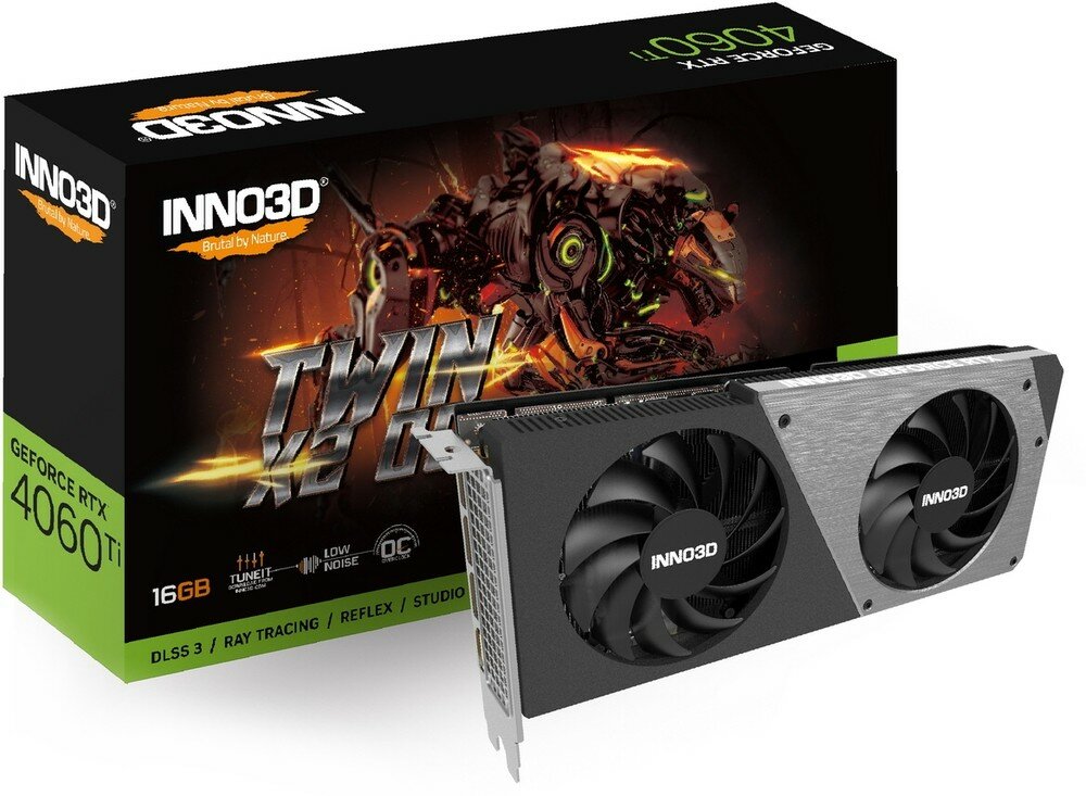 Видеокарта INNO3D RTX4060Ti 16GB TWIN X2 OC GDDR6 128-bit DPx3 HDMI 2FAN RTL