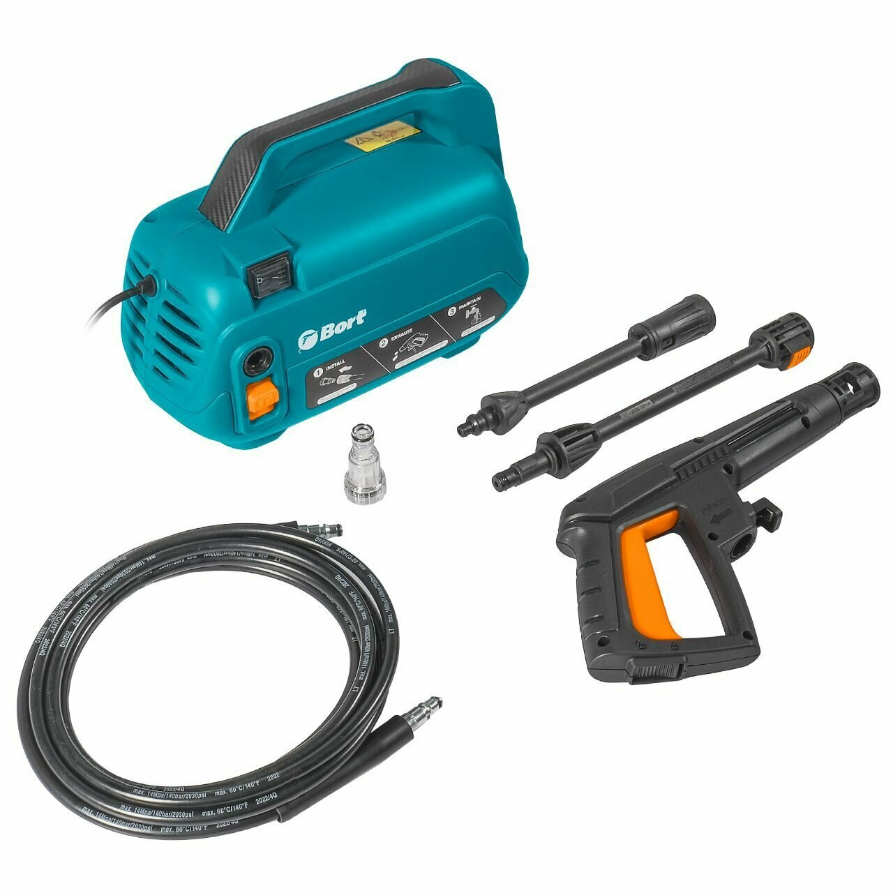 Мойка высокого давления BORT BHR-1600-Compact, 1600 Вт, 120 бар, 420 л/ч — фото 1