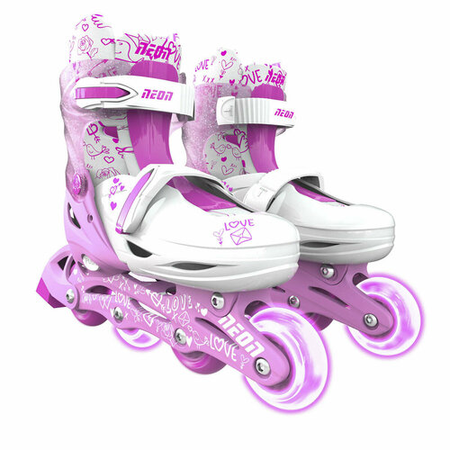 раздвижные ролики квады hudora roller skates бордовые 22070 Роликовые коньки YVolution Neon Combo Skates, розовый (размеры 29-32)