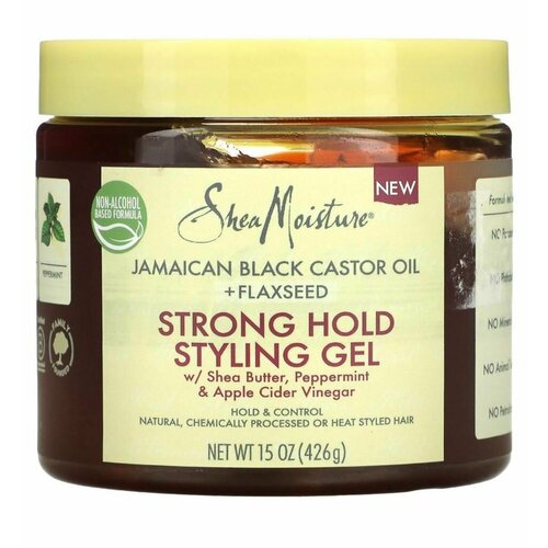 Shea Moisture Strong hold styling gel гель для укладки кудрявых вьющихся волос сильной фиксации масло ши перечная мята яблочный уксус 426гр 3880₽