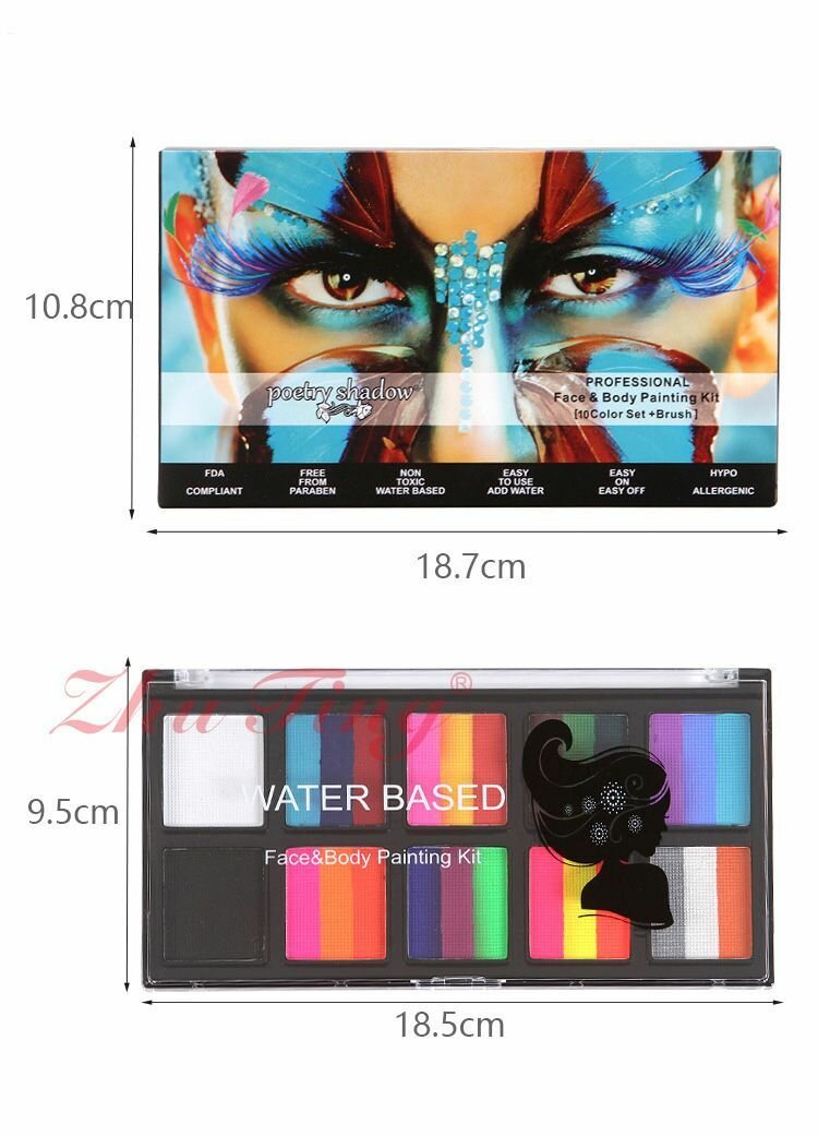 Набор аквагрима с кистями и шаблонами — фото 1