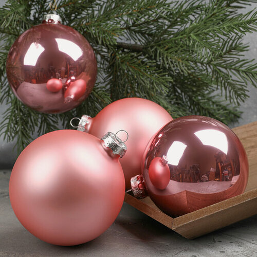 Изображение товара Набор стеклянных шаров 10 см розовое конфетти mix, 4 шт, Winter Deco, 141574