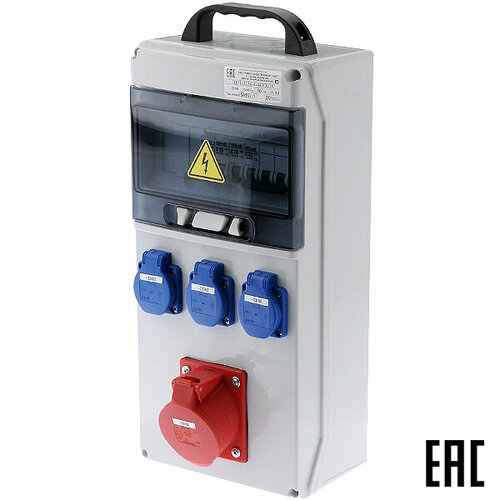 Щит ЩР1-3130-4-44УХЛ4 50А переносной с ручкой IP44 с розетками 3шт х220В-16А 1шт х380В-32А 25560₽