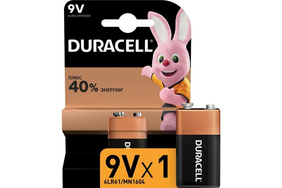 Щелочные батарейки Duracell крона 9V 1шт 754