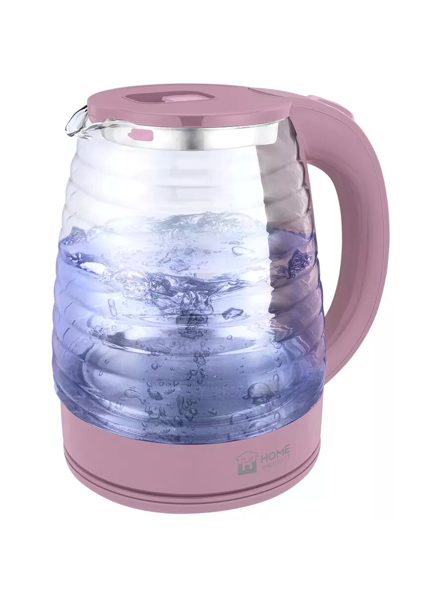 Электрический чайник HOME ELEMENT HE-KT2307 розовый стеклянный с подсветкой, 2л