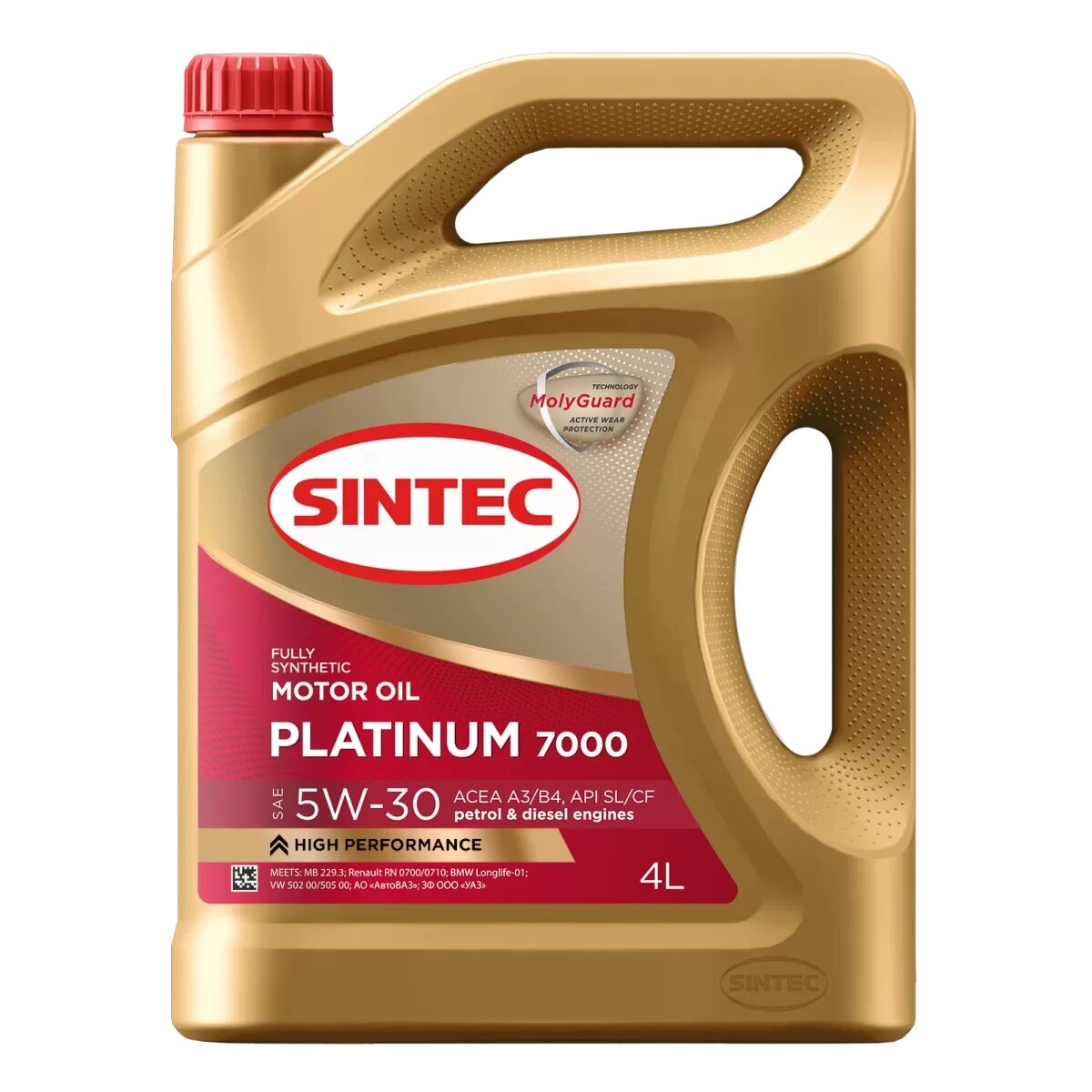 Моторное масло синтетическое SINTEC PLATINUM 7000 5W-30 A3/B4, 4 литра канистра