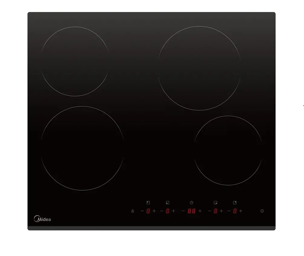 Варочная панель встраиваемая Midea MCH64107F, стеклокерамическая, 4 конфорки, сенсорное управление