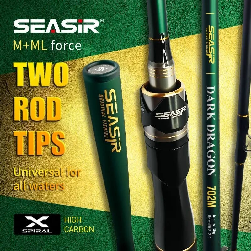 Спиннинг SEASIR Dark Dragon 802M, 2.4м с двумя вершинками M/ML, action: Fast, power: Medium, 6-35гр. — фото 1