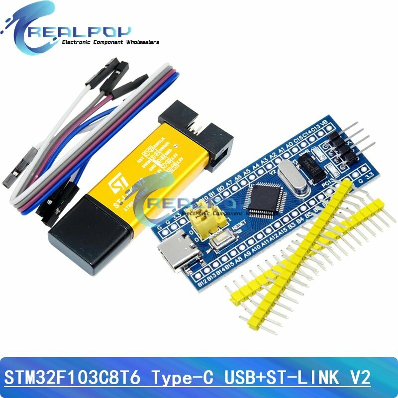 Программатор ST-LINK V2 для STM32F103C8T6 REALPOY, C8T6 Type-C Set