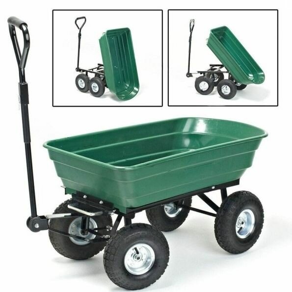 Тележка садовая 80 л 4-х колесная кузов пластиковый до 150 кг (GT80P)