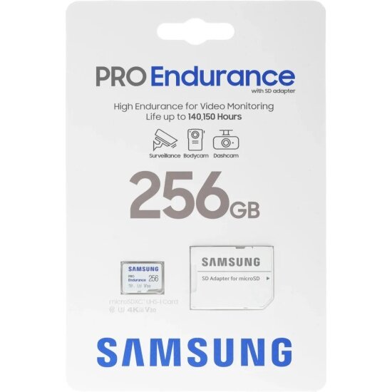 Карта памяти Samsung microSDXC 256Gb Pro Endurance UHS-I U3 V30 + ADP