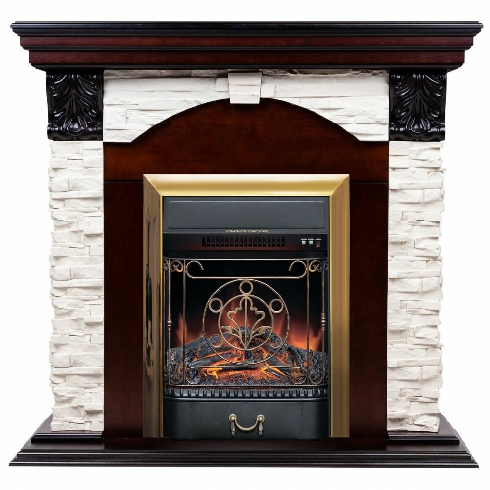 Электрокамин RealFlame Dublin Lux AO с очагом Majestic Lux Brass