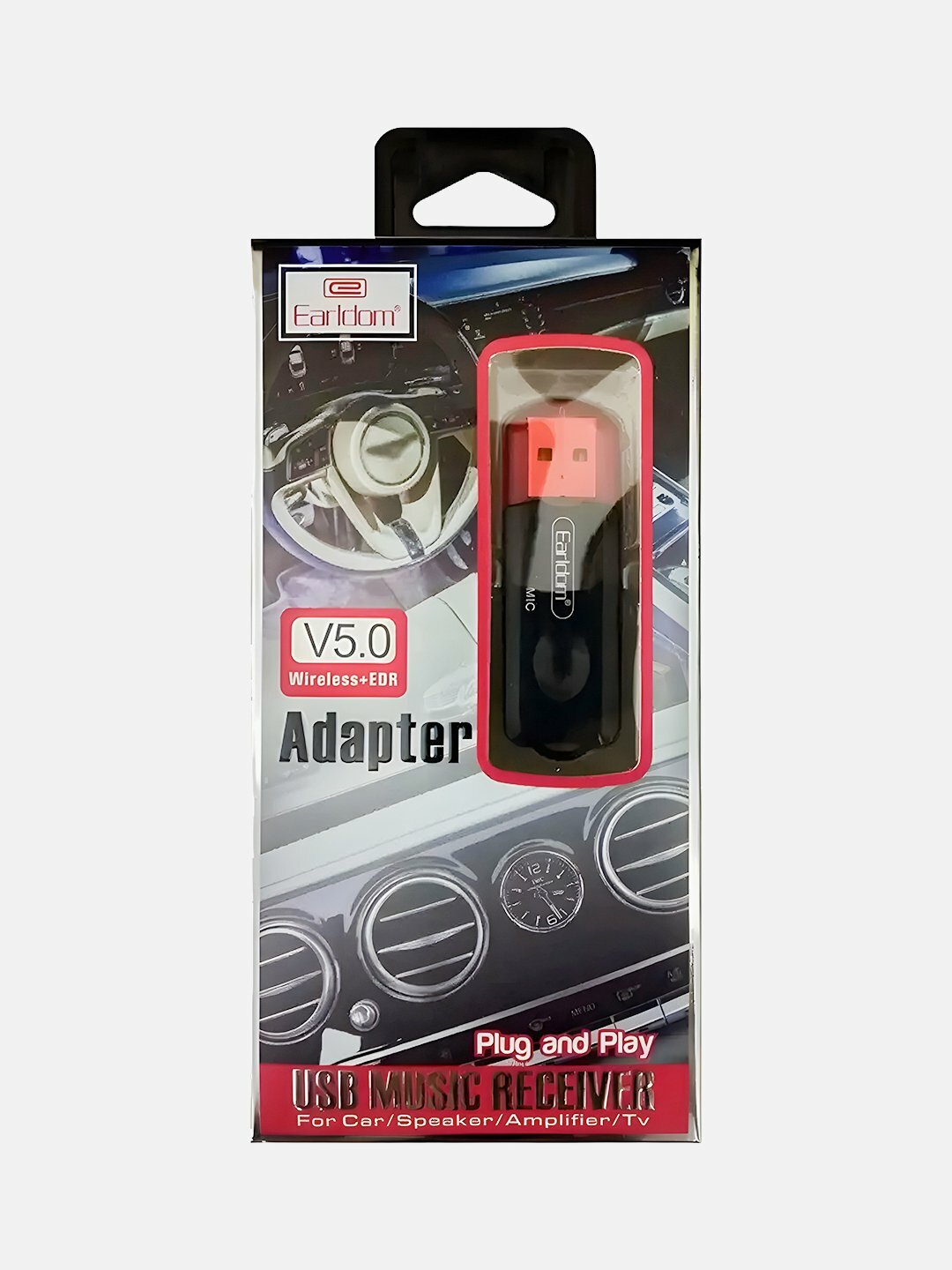 Адаптер USB Bluetooth Earldom, для автомобиля и других устройств Алый USB