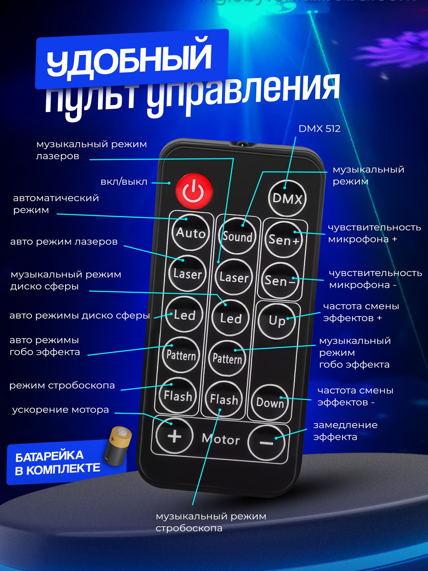 NOIR Audio DiscoLaser 3 - Лазерная цветомузыка с пультом управления 4-в-1 — фото 1