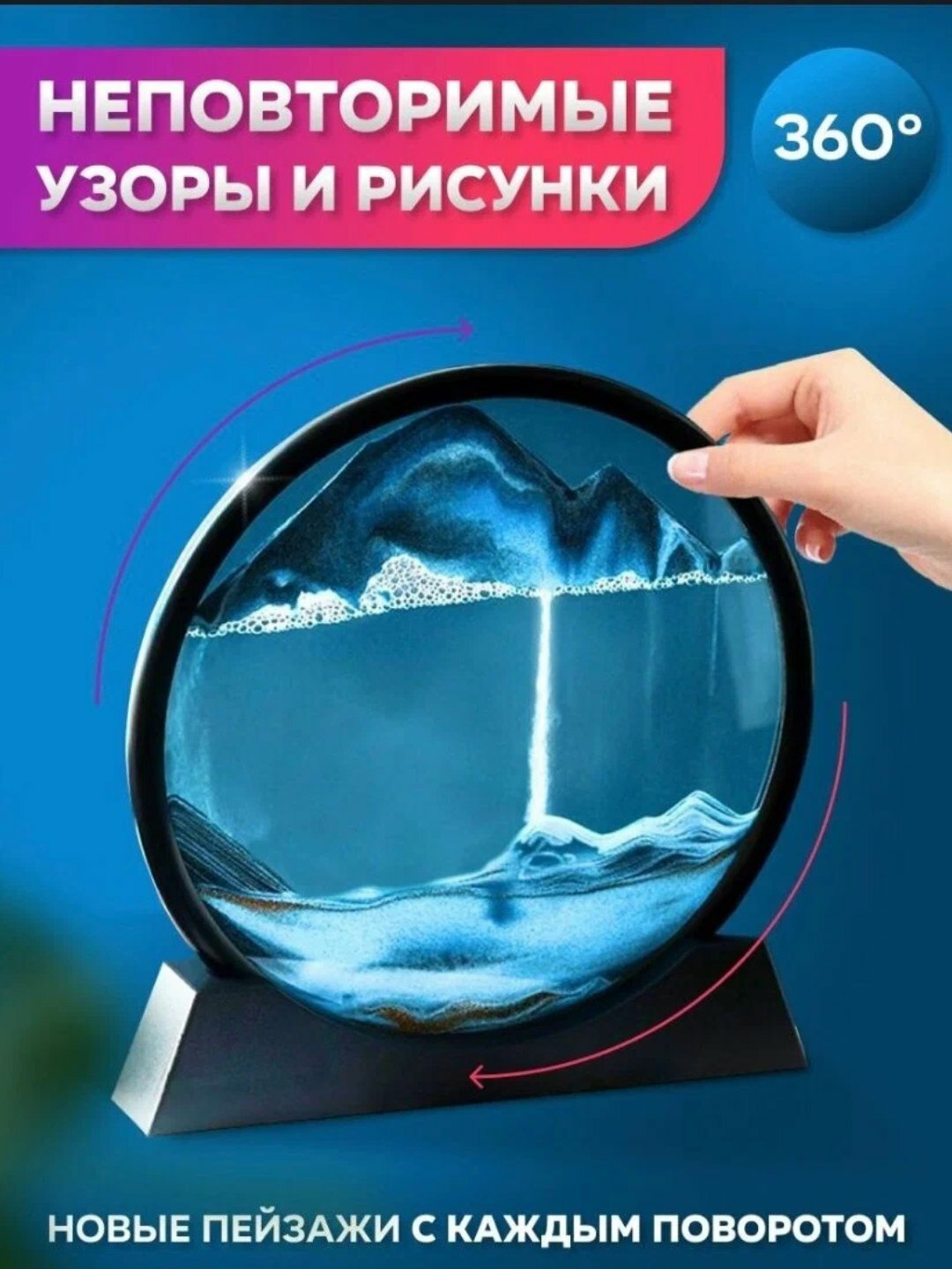 Песочная картина "Dynamic Sand Art", 3D эффект, в чёрной рамке — фото 1